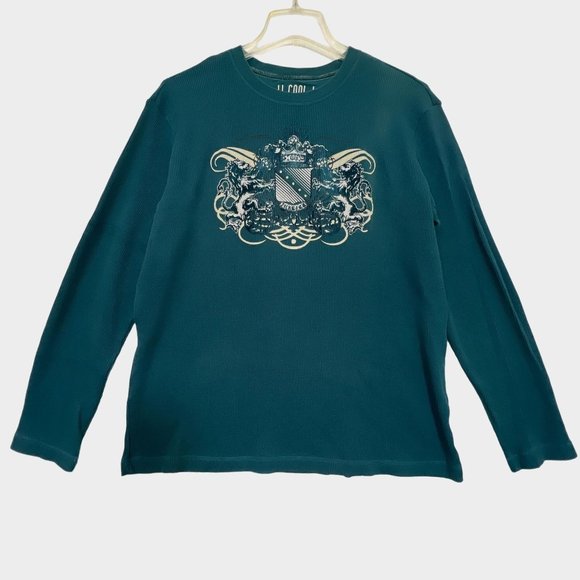 LL Cool J Thermal Waffle Shirt Long Sleeve Pullover Graphic Blue Mens XXL 2XL - Picture 1 of 8